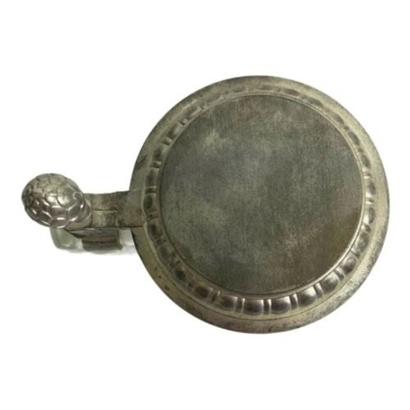 Vintage German BMF Glass Beer Stein Pewter Lid Stained Glass Crackle Pattern - Picture 4 of 8